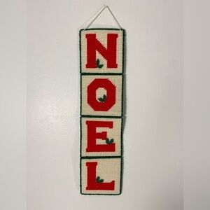 Vintage Cross Stitch Plastic Canvas Christmas Noel Wall Decoration Handmade